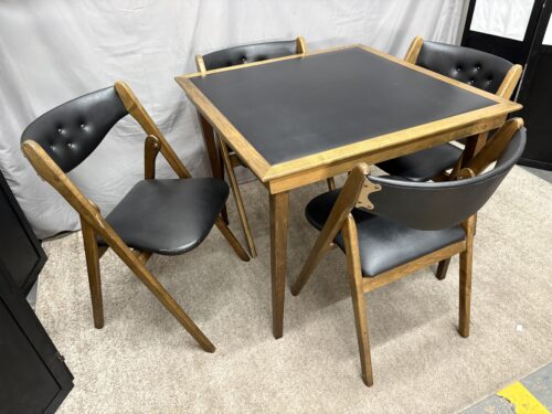 CORONET Vintage Wonderfold Mid-Century Black Upholstered Bridge Set (Set of 5)