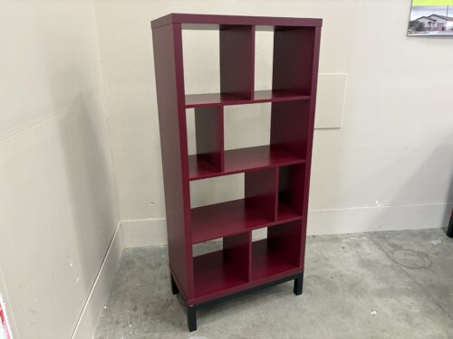 IKEA Kallax Ox Blood Red Vertical 8 Shelf Cube Organizer with Underframe