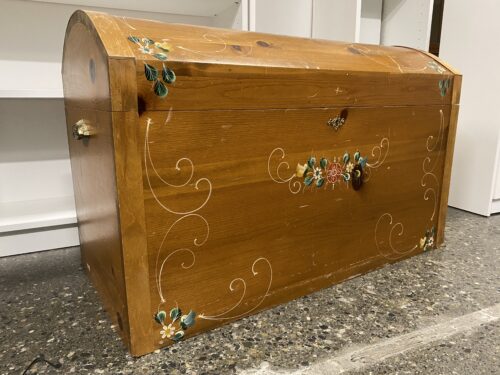 Vintage Hand Painted Floral Cedar Chest
