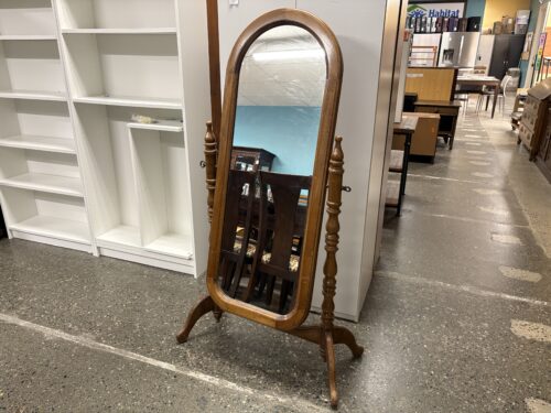 Vintage Cheval Solid Oak Mirror