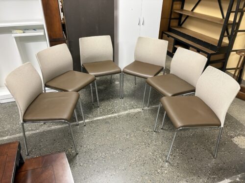 KEILHAUER Flit Light Grey Mech & Espresso Stacking Side Chairs (Set of 6)