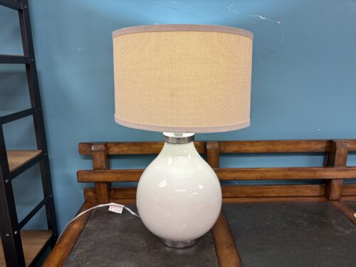 Ivory Glazed Ceramic Gourd Table Lamp