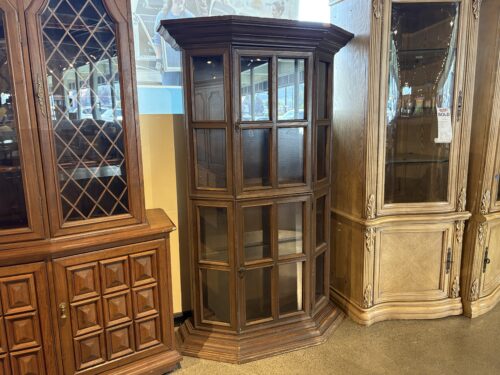 Window Pane Curio Cabinet w/ Glass Shelves