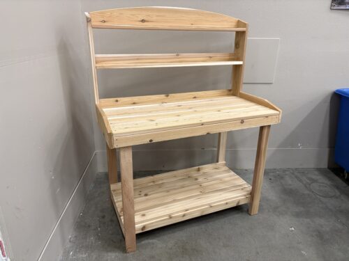 NEW! ALL THINGS CEDAR Solid Cedar Potting Bench with Attached Shelving Hutch