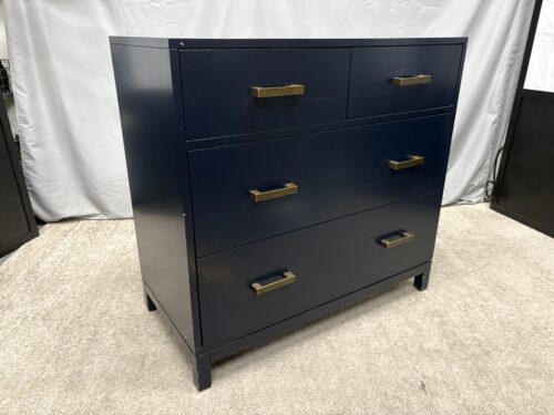 CRATE & BARREL Parke Navy Blue Wood 4-Drawer Dresser