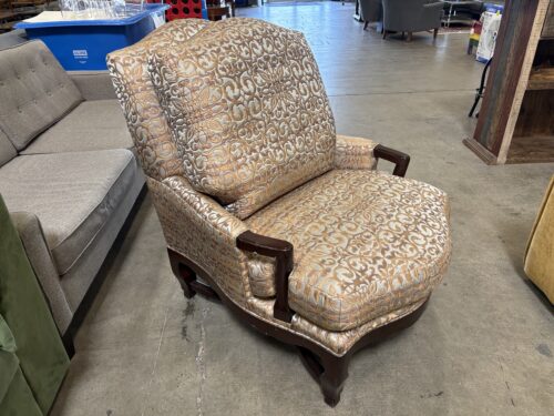 A. RUDIN Down Filled Storm and Sand French Style Bergere with Dark Wood Base