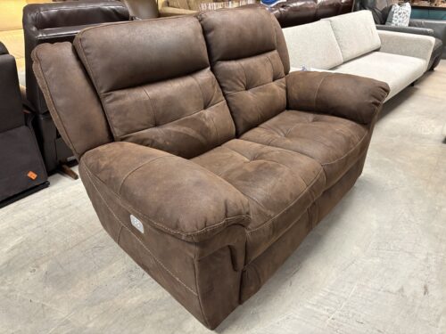 Chocolate Fabric Puffy Arm Power Recliner