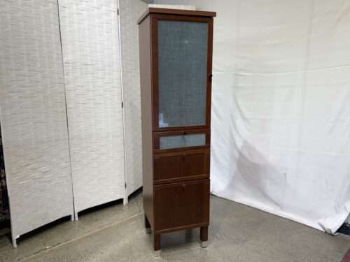 Slim Glass Shelf Cabinet w/ 3 Drawers