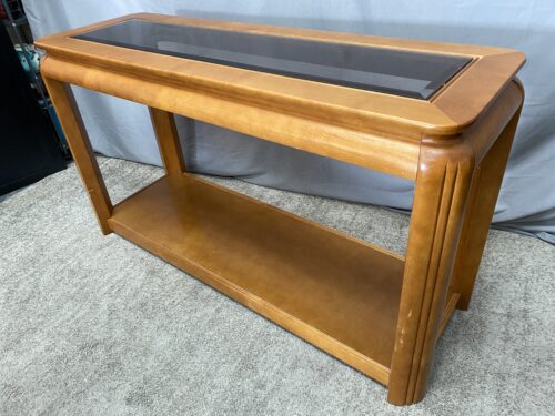 Oak Smoked Glass Top 2-Tier Sofa Table