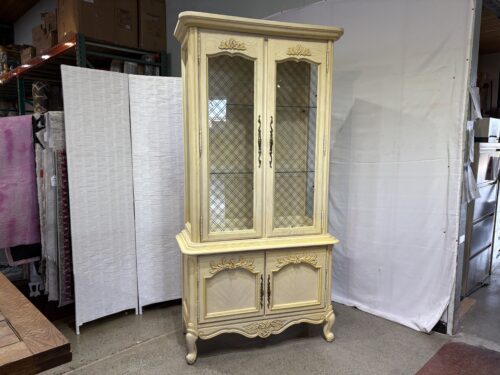 French Provincial Glass Shelf Display Cabinet