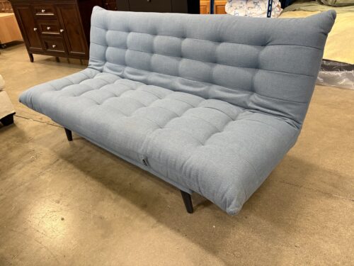 Modern Powder Blue Tufted Convertible Futon and Lounger