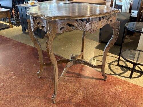 Vintage Carved Walnut Occasion Table w/ Inlay