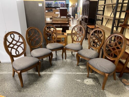 BERNHARDT FURNITURE Scrolled Medallion Back Upholstered Dining Chair (Set of 6)