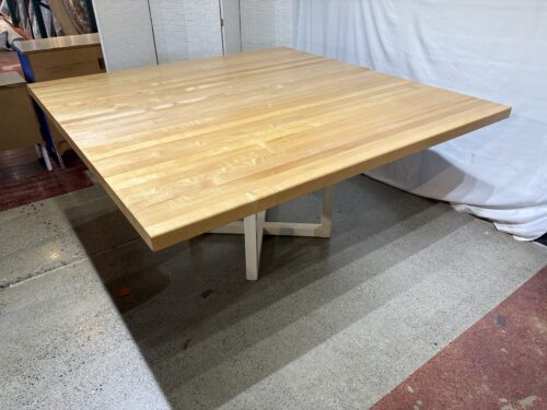 60" Wide Square Dining Table with White Metal Base