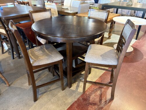 NEW CLASSIC Gia 5-piece 42 in. Wood Top Round Counter Set, Cherry