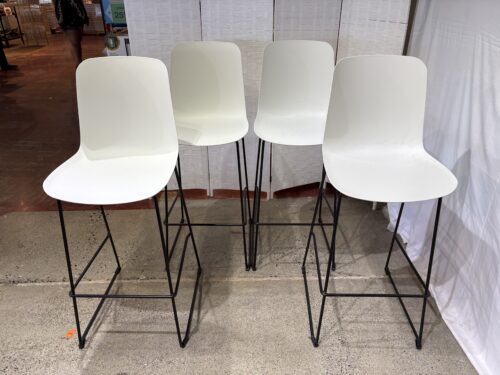 NEW! PK SPACES Minimalist White Barstool with Black Metal Legs (Set of 4)