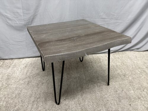 Grey Live Edge Wood Side Table w/ Hairpin Legs