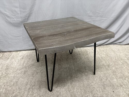 Grey Live Edge Wood Side Table w/ Hairpin Legs