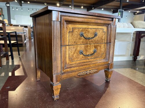 DIXIE Italian Provincial Nightstand w/ Burl Wood Veneer