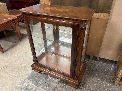 Cherry Inlay Light Low Curio Cabinet