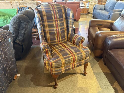 THOMASVILLE Plaid Wingback Armchair