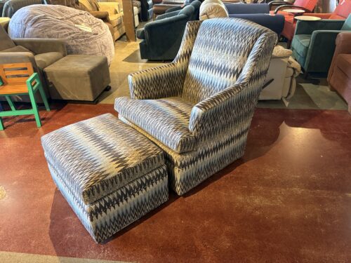 JESSICA CHARLES Flame Stitch Swivel Glider with Ottoman