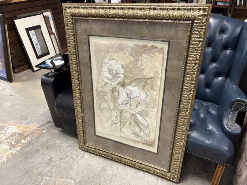 Original Framed Mixed Media Painting of Magnolias