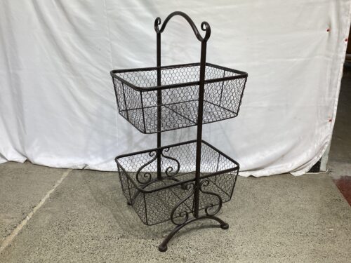 Rustic Metal 2-Tier Basket Storage