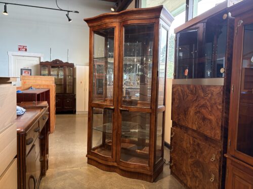 Double Bow Front Glass Curio Cabinet