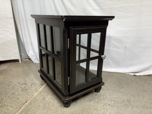 Concord Vines Curio End Table in Cottage Black Finish
