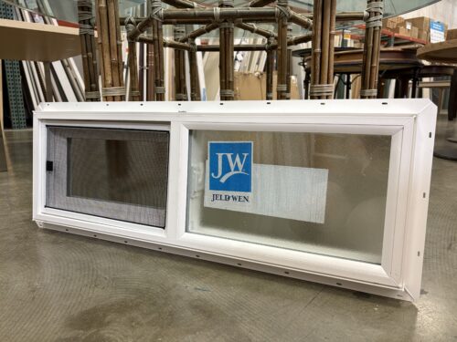 NEW! JELD-WEN V-2500 White Vinyl Horizontal Sliding Window with Pebble Texture Privacy Glass