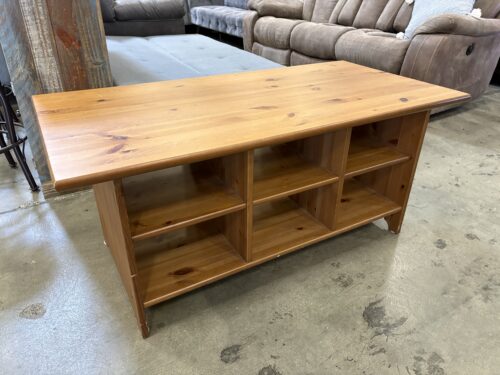IKEA Leksvik Natural Finished Wooden Coffee Table with Cube Storage Shelving
