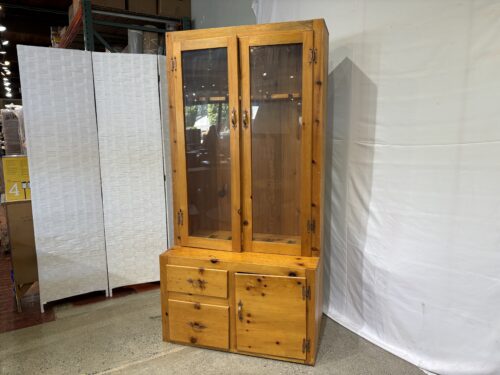 Knotty Pine Long Run Display and Storage Cabinet
