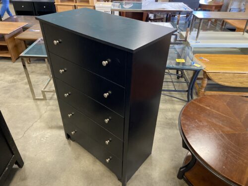 Modern Black Wooden 5 Drawer Dresser
