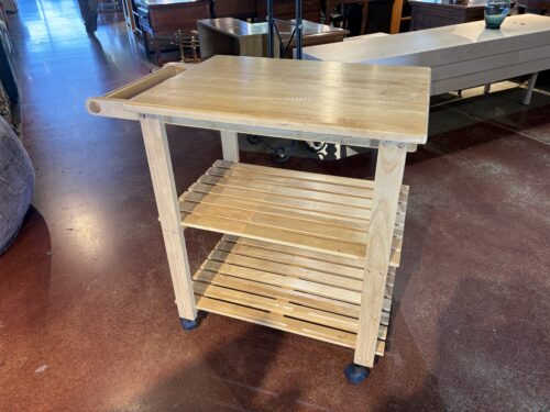 Natural-Finish Rolling Kitchen Utility Cart