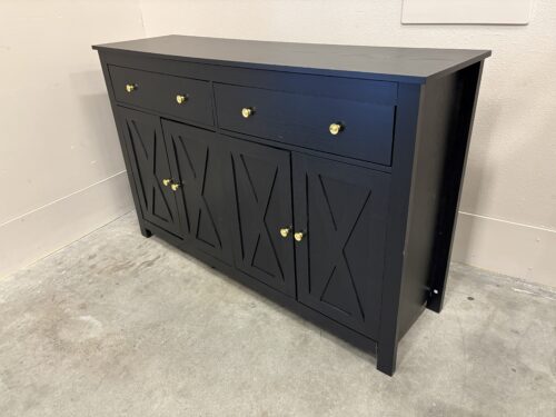 Black 4 Door Buffet with Gold Tone Pulls