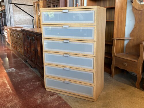 Frosted Glass 6-Drawer Dresser