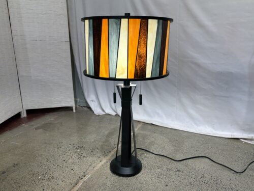 Stained Glass Drum Shade 2-Bulb Table Lamp