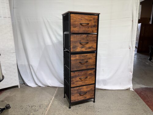 Slim Faux Wood Cloth Bin Organizer Tower