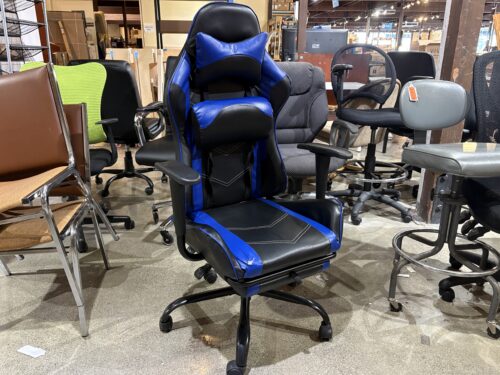 Black & Blue Gamer Office Chair w/ Leg Rest