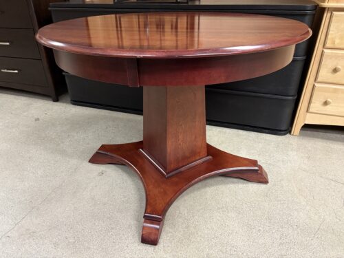 Cherry Finish Traditional Mission Style Round Pedestal Table