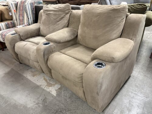 Tan Suede Manual Curved Recliner