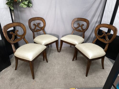 WOODBRIDGE FURNITURE Snakeskin Upholstered Wooden Dining Chairs (Set of 4)