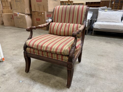 Vintage Provincial Style Accent Chair with Striped Upholstery