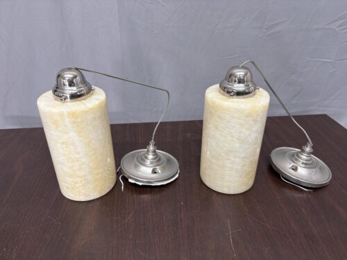 Amber Marble Cylinder Pendant Light (Set of 2)
