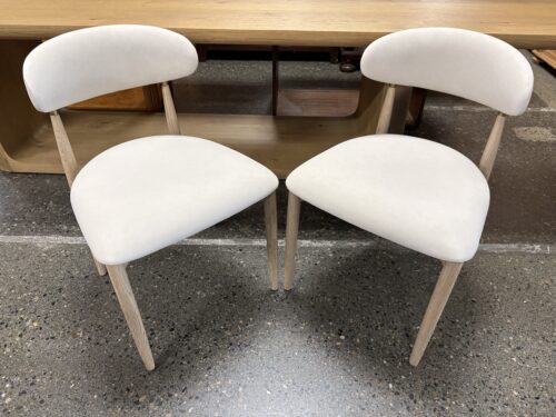 RESTORATION HARDWARE Arno Greige Oak/Brass Ivory Vegan Leather (Set of 2)