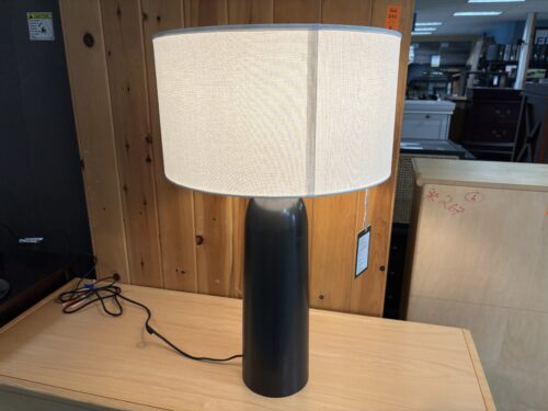 RESTORATION HARDWARE Sarezzo Bronze Tapered Dimmable Table Lamp w/ White Drum Shade