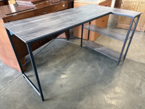 Modern Metal Base Corner Desk with Shelving