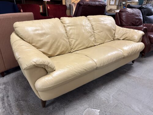 Light Beige Flare Arm 3-Seat Sofa