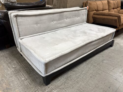 POTTERY BARN TEEN Cushy Light Grey Armless Sofa w/ Black Wood Base